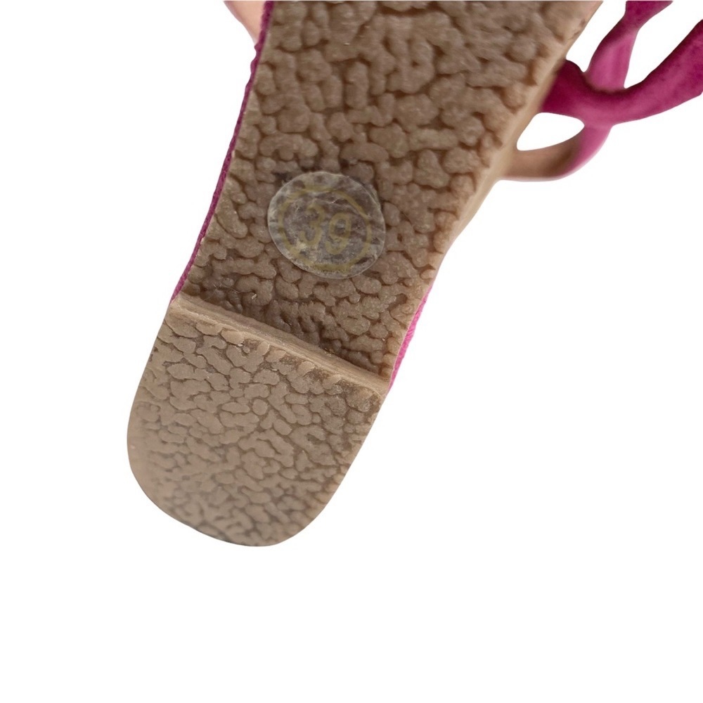 Vintage: Pierre Cardin ♚ Suede Floral Embellish Platform Wedge Sandals ♚ Magenta - Picture 13 of 16